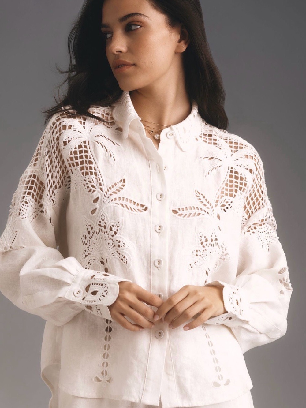 Farm Rio White Palms Richelieu Shirt